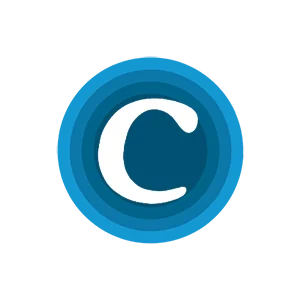 蓝色同心圆图标，中间是一个白色字母 C