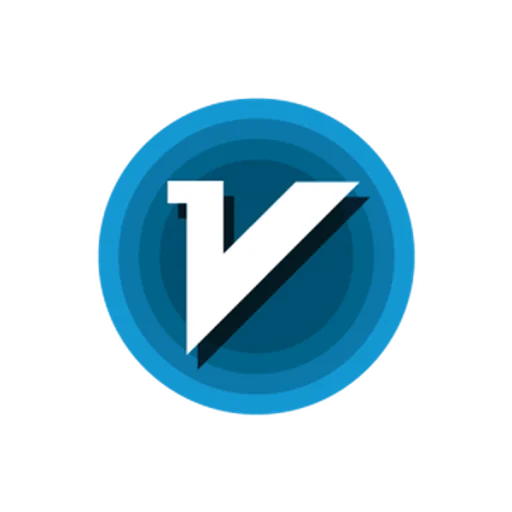 v2rayN 应用图标，几层蓝色的圆形底上是一个带黑色投影的白色字母 V